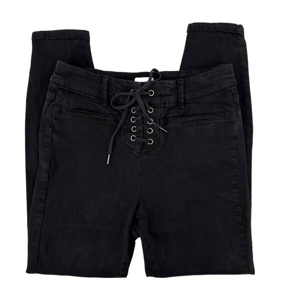 Amuse Society Denim - Amuse Society Womens Black Lace-Up High Rise Skinny Jeans Size 30